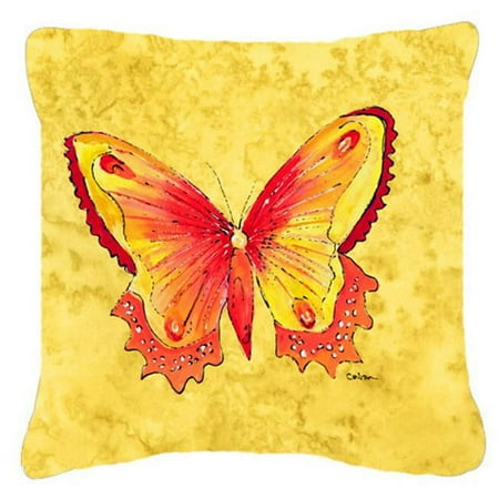 Carolines Treasures Butterfly On Yellow Indoor & Outdoor Fabric Decorative Pillow