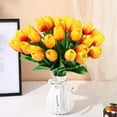 thumbnail image 5 of Morttic 24 Pcs Artificial Tulips Flowers Real Touch PU Tulips Arrangement Bouquet for Home Room Office Party Wedding Decoration (Orange), 5 of 7