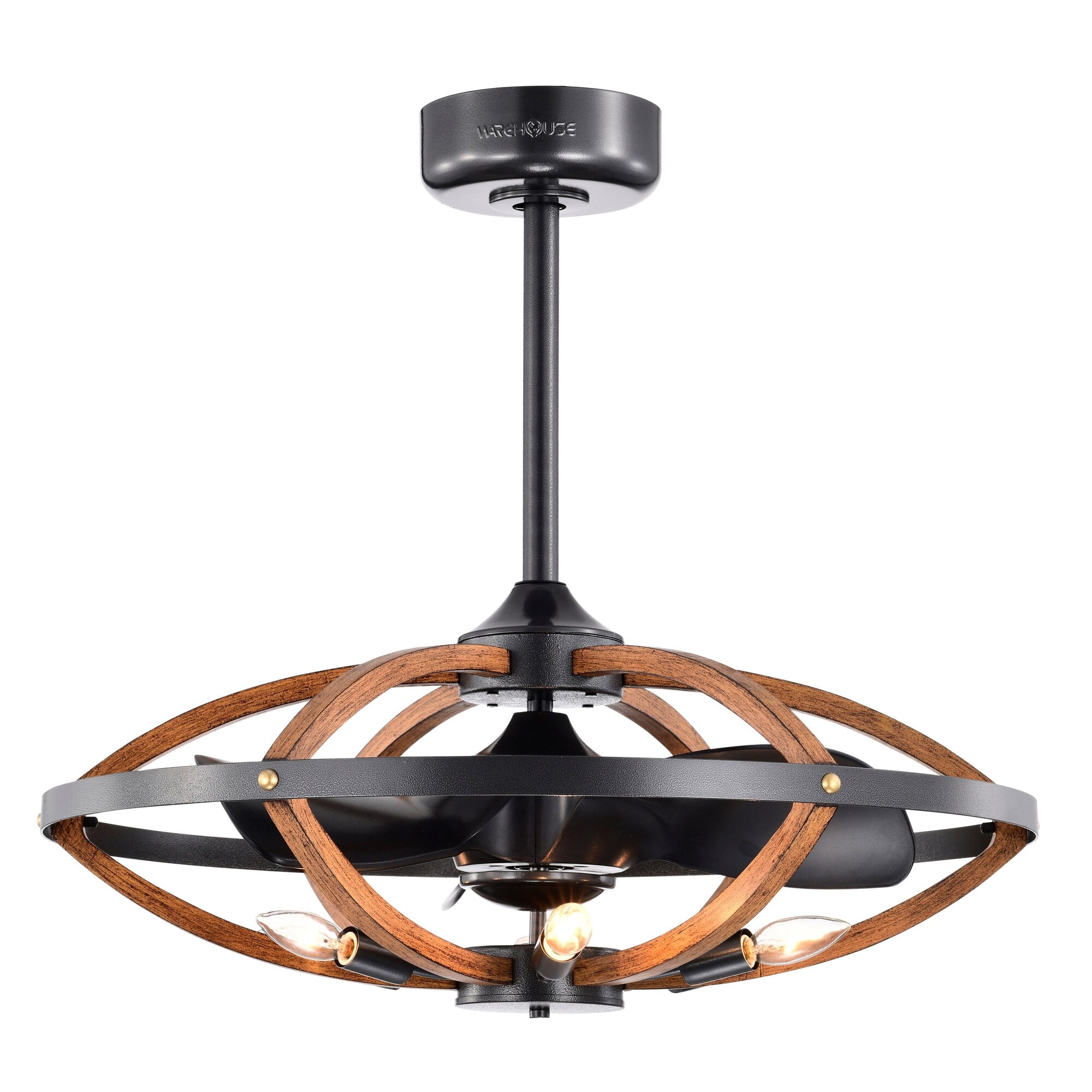 Dariin 28.3 in. 6-Light Indoor Matte Black Finish Ceiling Fan with Light Kit and Remote