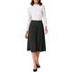 thumbnail image 2 of Falda midi plisada para mujer, cintura alta elástica, estilo A-line, casual, fluida, larga, color gris oscuro, 2 of 6