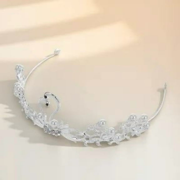 OATIPHO White Rhinestone Swan Crown Tiara for Wedding and Engagement Use
