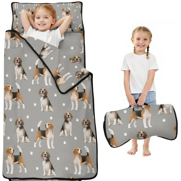 Beagle and Dog Footprints Toddler Nap Mats for Kids Preschool,Sleeping Mat Bag or Kids,Toddler Sleeping Bag,Toddler Nap Mat or Daycare