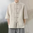 thumbnail image 2 of Mens Casual Chinese Tang Suit Kung Fu Shirt Chinese Traditional Tang Suit Tai Chi Blouse Khaki 3Xl by Awwp, 2 of 7