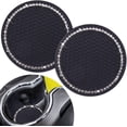 thumbnail image 1 of Posavasos para coche, 2 piezas universales para portavasos de coche, inserto de silicona antideslizante de 2,75 pulgadas, con cristales brillantes y accesorios para coche para mujer (blanco), 1 of 5