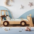 thumbnail image 4 of Harper & Bright Designs Twin Size Car Bed with Storage Shelves, Wood Platform Bed with Car-shape for Boys and Girls, Natural, 4 of 11