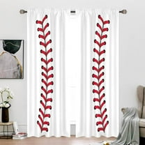 Kids Sports Curtains for Living Room 52W x 84L Inch Baseball ThemeBedroom Decor for Boys WhiteRed Baseball Texture Laces Closeup Background Men TeensWindow Drapes Treatment Fabric 2 Panels