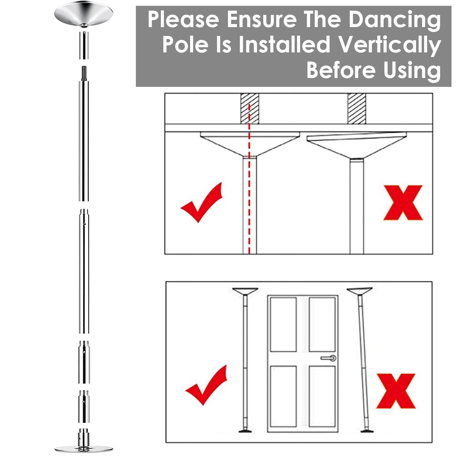 Professional Spinning Static Dancing Pole, iMountek UK