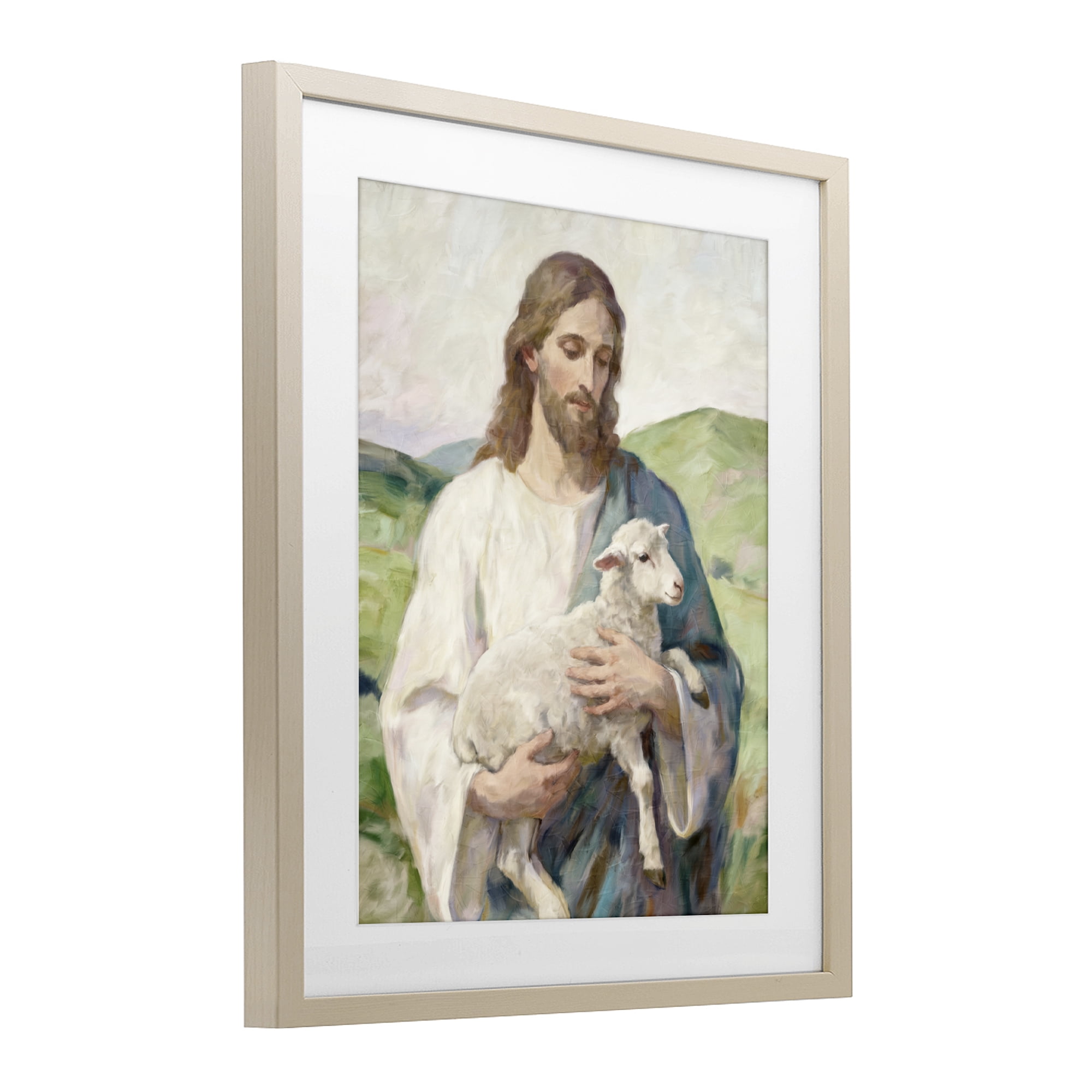 Stupell Industries Little Lamb & Spiritual Figure Birch Framed Print Under Glass, design by Kim Allen