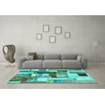 thumbnail image 3 of Ahgly Company Indoor Rectangle Patchwork Turquoise Blue Transitional Area Rugs, 6' x 9', 3 of 4