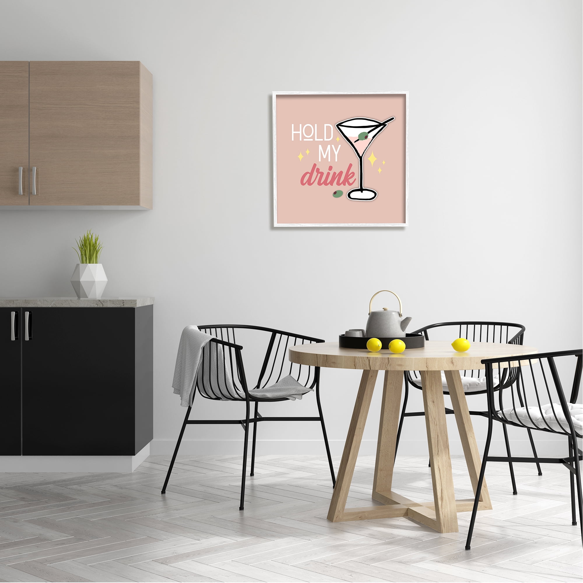 Stupell Industries Hold My Drink Martini Food & Beverage Painting White Framed Art Print Wall Art, 24 x 24