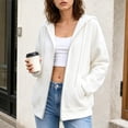 thumbnail image 2 of Zip Up Hoodie Women Oversized Sweatshirts 2026 Fall Fashion Jacket Thick Warm Coat Winter Clothing White L, 2 of 7