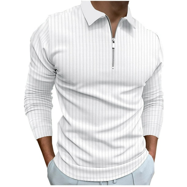 pstuiky camisa de manga larga para hombre, Camiseta de culturismo informal con cuello alto y cremallera, manga larga y elástica, para hombre camisetas de hombre s