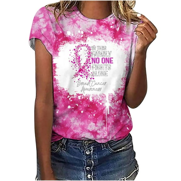 YABCSAZ Breast Cancer Shirts Tops for Women/Short Sleeve Shirts/Crewneck Shirt/Sweatshirt/Hoodie with Blessed Breast Cancer Pink Ribbon/Breast Cancer Awareness Breast Cancer Survivor Gifts for Women