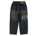 thumbnail image 4 of Tiijoy Little Boys Stylish Graphic Straight Jeans Loose Fit Pull On Denim Pants, Sizes 6-7, 4 of 7