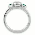 thumbnail image 2 of Bague Ronde en Argent Sterling Stackable Expressions Dbl Cr. Émeraude & Dia. Taille 7, 2 of 3
