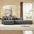 thumbnail image 6 of 118" Modern Modular Sofa with 4 Pillows, Soft Corduroy Couch with Solid Wood Frame, L-Shaped Sofa for Livingroom, Bedroom, Office, Gray, 6 of 7