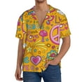 thumbnail image 3 of Disketp Men's Hawaiian Peace Love and Dove Flower Power Print Shirts Button Down Holiday Beach Shirts-Large, 3 of 7