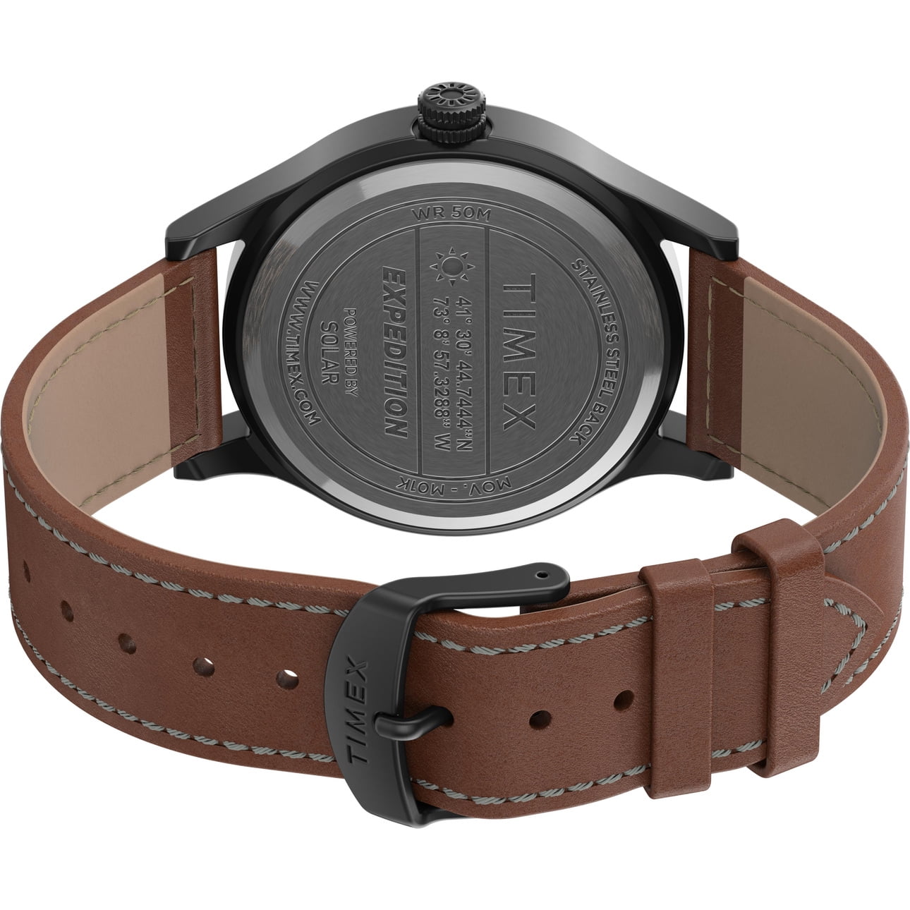 Timex Men's Expedition Scout Solar Brown/Gunmetal 40mm Outdoor Watch,  Leather Strap 