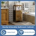 thumbnail image 5 of Bathroom Cabinet, Bamboo Floor Cabinet Free Standing, 4 Tier Sofa Side Storage Cupboard for Living Room Kitchen Bedroom, Walnut, 5 of 8