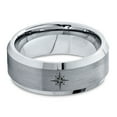 thumbnail image 2 of Tungsten Heart Compass Band Ring 8mm Men Women Comfort Fit Gray Bevel Edge Brushed Polished, 2 of 4