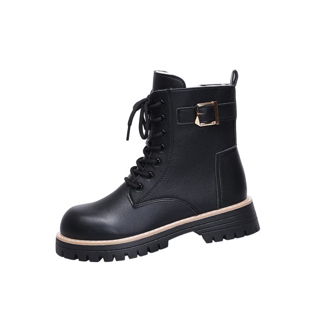 Birdeem Women's Winter Boots, Thick-Soled Lace-Up Zipper, Large Size Fall Style, Height-Enhancing Short Boots