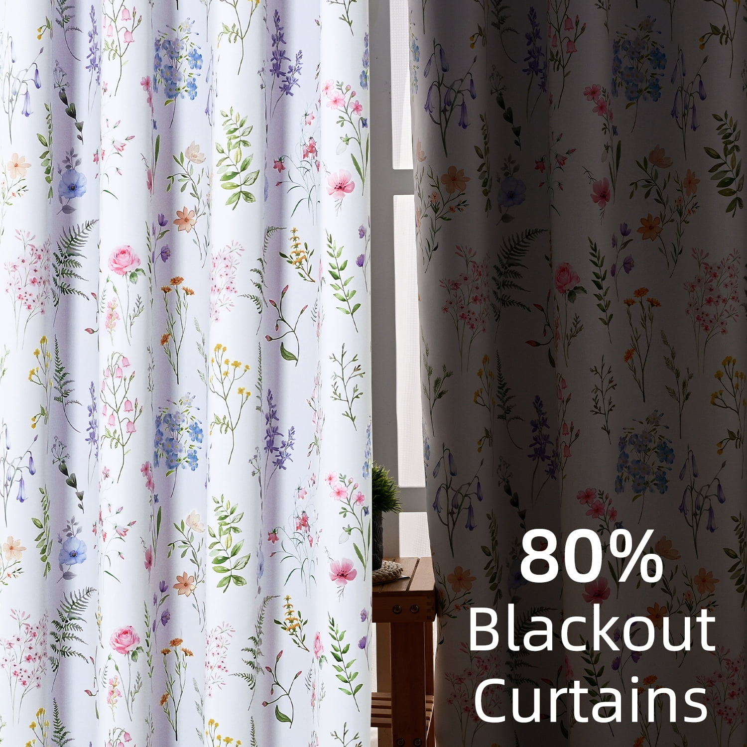 Alishomtll Blackout Curtains Floral Printed Thermal Insulated Window Drapes for Bedroom Living Room 84 Inches Long,52" Wide, 2 Panels