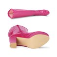 thumbnail image 4 of BLISSFUL STEP Women's Patent Leather Platform Chunky Heel Knee High Boots Hot Pink 7, 4 of 7