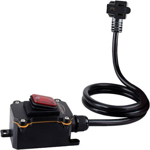 GJX 2026 New Heavy Duty Waterproof Extension Cord with On/Off Switch, Inline Cord Switch with 3-Ft 16Awg Cable Piggyback Plug (3-Pronged), Ac/Dc 20A-125V, 16A-250V (Red)