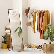 EDX Rectangle Full Length Mirror 56x 15 Full Body Mirror Rectangle Free Standing Wall Mounted Leaning Hanging Floor Mirrors, Black