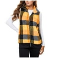 thumbnail image 4 of Srogem Womens Plaid Fleece Vest Casual Sleeveless Fuzzy Sherpa Vest Fluffy Zip Jacket Warm Outerwear, 4 of 8