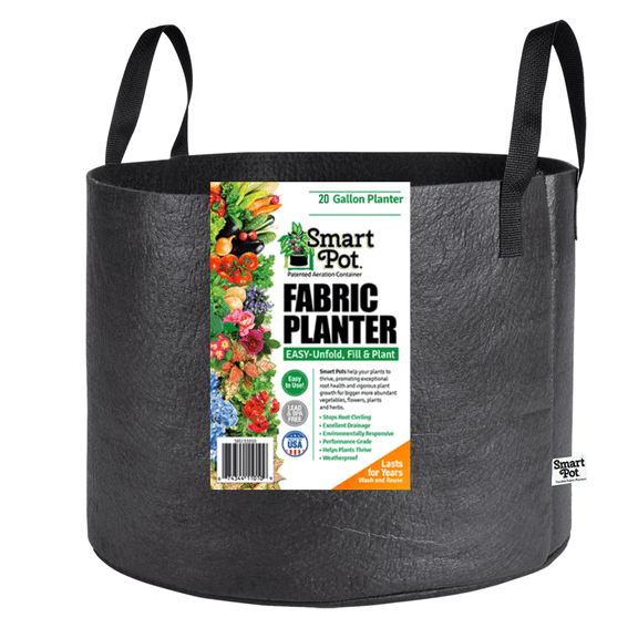 SMART POT 20 Gallon Fabric Grow Bag w/strap handles - Black