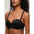 thumbnail image 3 of Deyllo Women's Strapless Push Up Bra Plus Size Padded Full Coverage Underwire Support Invisible Bra,Black 40D, 3 of 7