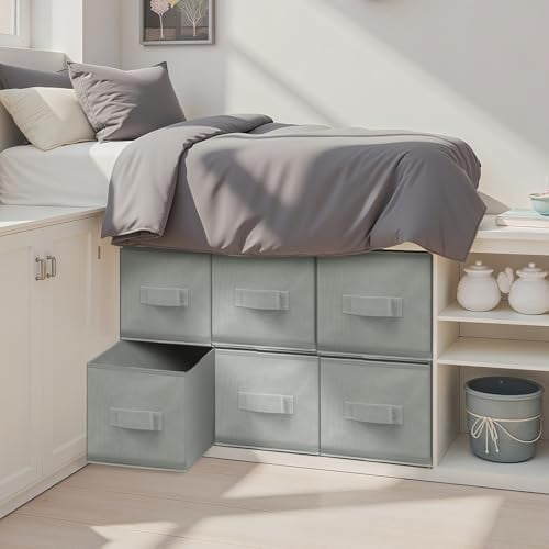 6 Pack Stackable Storage Drawers Collapsible Closet Organizer with Drawer Cube Organizer Shelf Storage Fabric Clothes Towels Cubby for College Bedroom Living Room