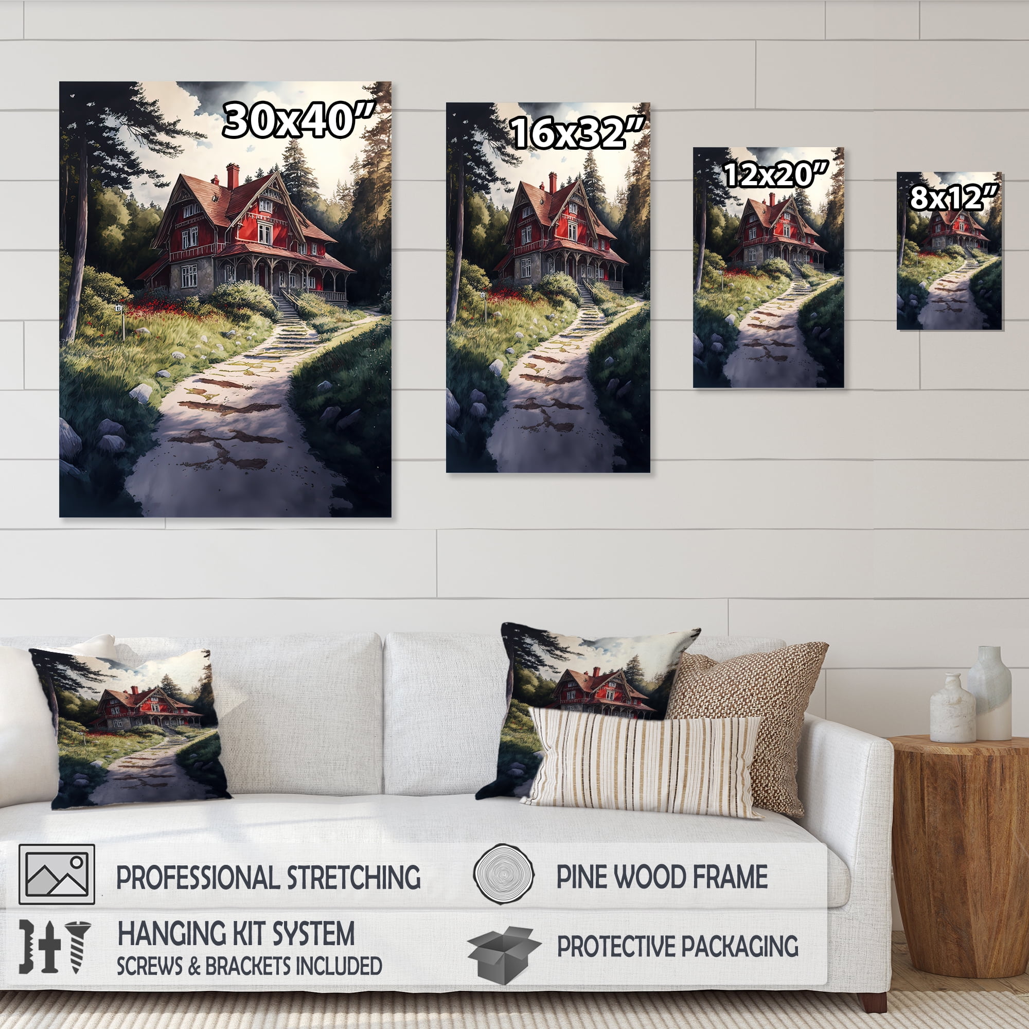 Designart Charming Red Cottage II Canvas Wall Art