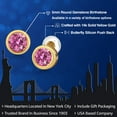 thumbnail image 2 of Gem Stone King 14K Yellow Gold Pink Moissanite Stud Earrings for Women Men  (1.00 Cttw, Gemstone Birthstone, Round 5MM), 2 of 6