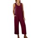thumbnail image 1 of Mono sin mangas para mujer: cuello sin mangas, pantalón ancho informal, corte holgado, con bolsillos, 1 of 5