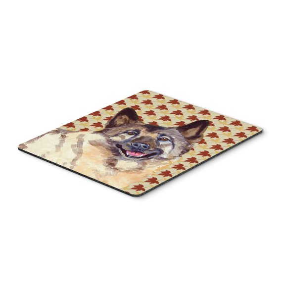 "Norwegian Elkhound Fall Leaves Portrait Mouse Pad Hot Pad or Trivet"