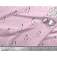 thumbnail image 2 of Soimoi Moss Georgette Fabric Carrot & Rabbit Dots Printed Craft Fabric by the Yard 42 Inch Wide, 2 of 3