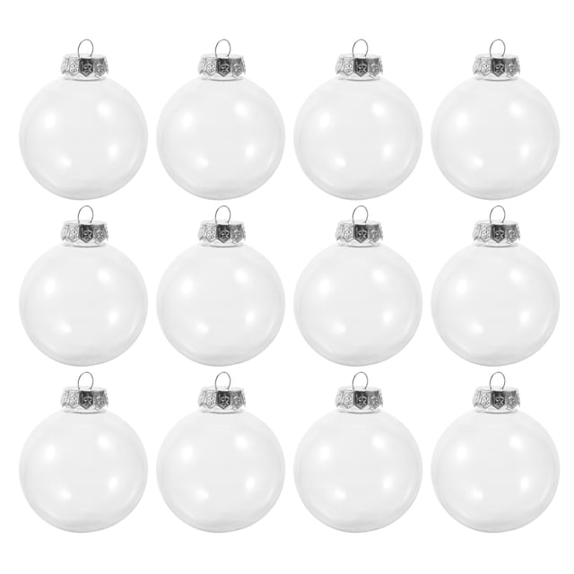 12 bolas de plástico transparente rellenables para adornos navideños