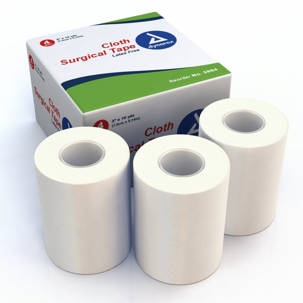 Dynarex Non Sterile Cloth Medical Tape 3564, 3 Inch x 10 Yard, Box of 4