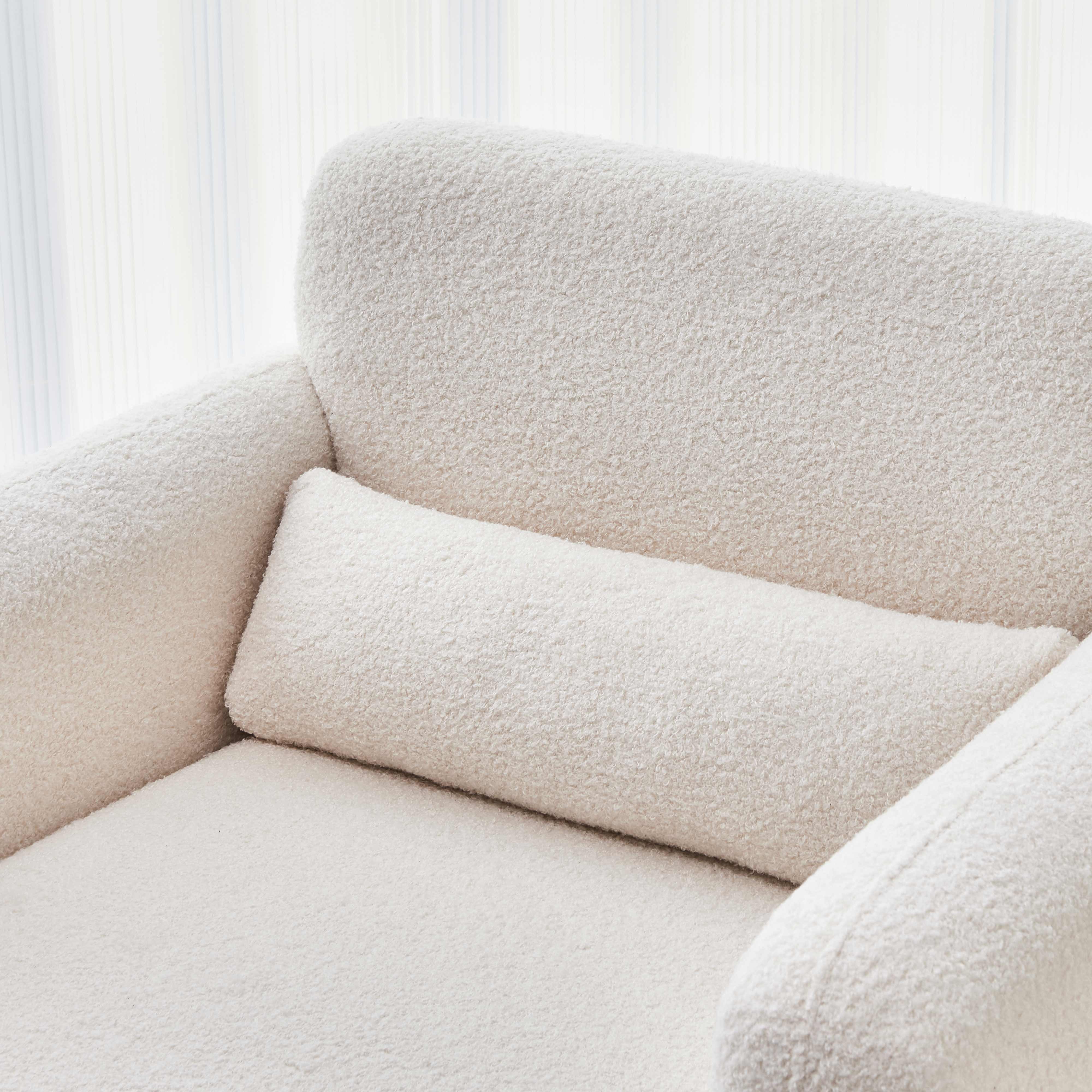 MAYEERTY Modern Lamb Fabric Armchair Solid Wood Frame Toss Pillow Included