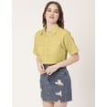 thumbnail image 6 of Moomaya Women Printed Short Sleeves Crop Shirt, Collared Neck Short Boxy Shirt Top, 6 of 8
