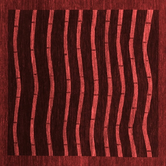 Ahgly Company Indoor Square Abstract Red Modern Area Rugs, 8' Square