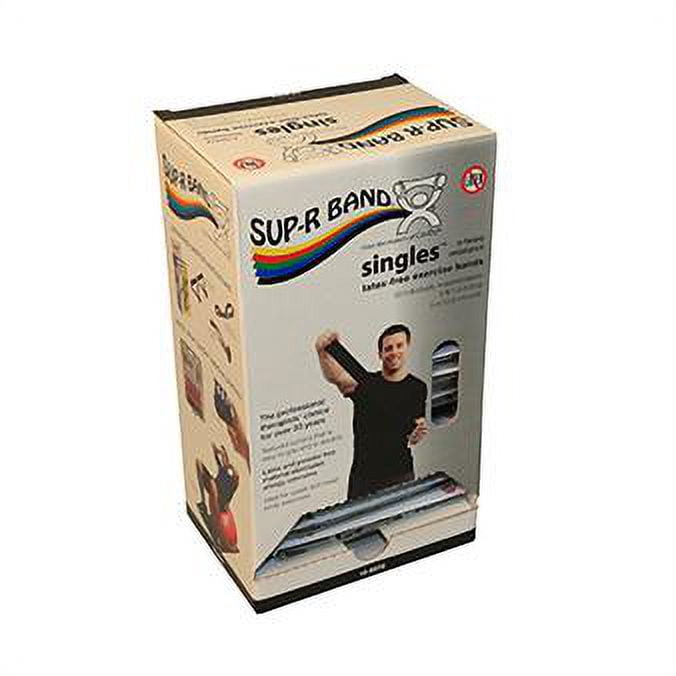 Sup-R Band Latex-Free 5-Foot Single Exercise Band, 30-Pieces Dispenser, Black