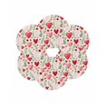 thumbnail image 7 of 15 Inch Round Placemats Set of 6, Valentines Non Slip Heat Insulation PP Table Mats, Pink Red Love Heart Green Botanical Spring Washable Place Mats for Kitchen Dining Party Table Decor, 7 of 7