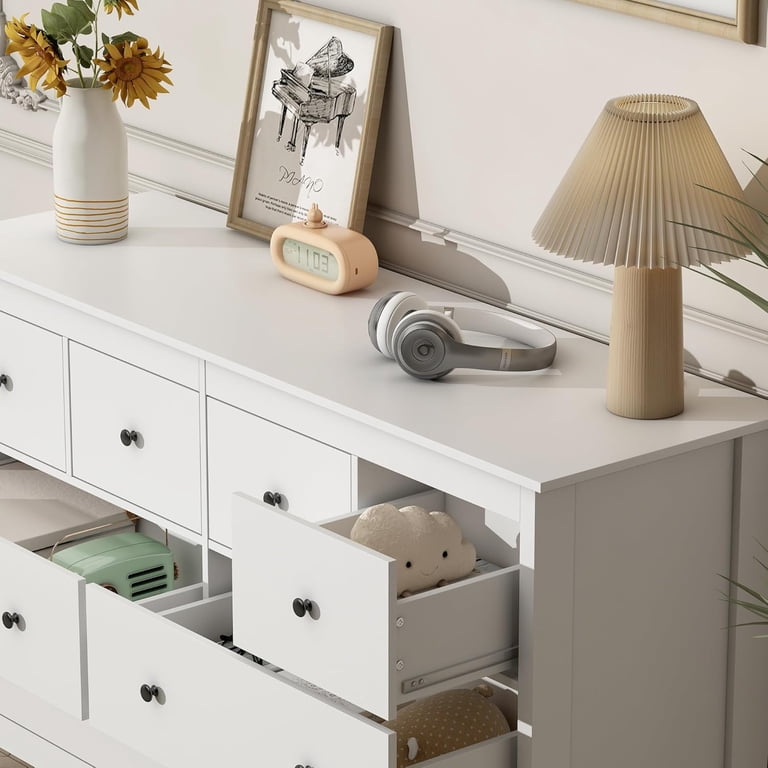short wide dresser Sleep and Study Dresser, Simply White Store anything from books CARPETNAL 55" Walnut Dresser for