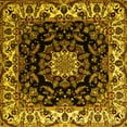 thumbnail image 1 of Ahgly Company Machine Washable Indoor Square Medallion Yellow Traditional Area Rugs, 7' Square, 1 of 4