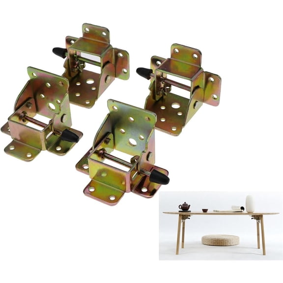 4 Pieces Folding Frame, self-Locking Hinge, Folding Table Legs, Folding Workbench, Kitchen Folding Table Extension Rack, Iron Folding Extension Lock (Side Brake)