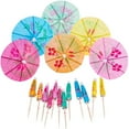 thumbnail image 2 of Lssam Mini Paper Drink Umbrellas, 50-Pack Cocktail Picks with Sticks, Colorful Garnish Toothpicks for Hawaiian Luau Tiki Party Decorations and Bar Supplies, 2 of 7