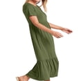 thumbnail image 3 of EIMELI Robe Longue pour Femmes Manches Courtes Robe Ample Unie d'Été avec Poches, 3 of 5